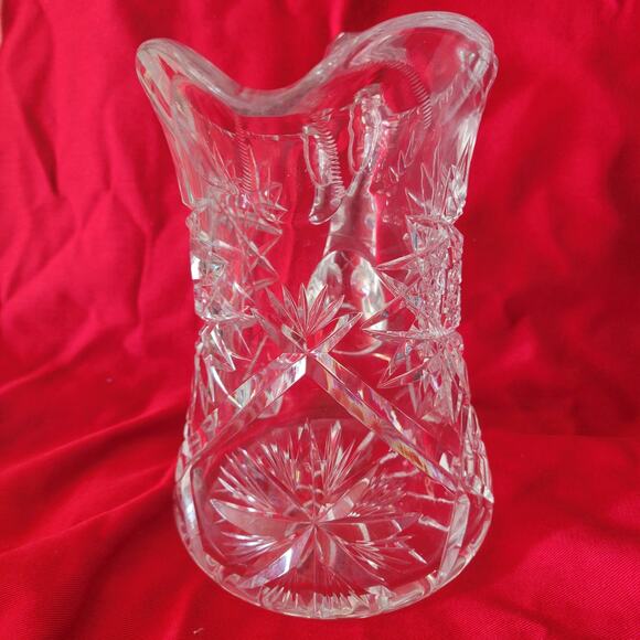 Vintage Lead Crystal Cut Glass Pitcher Stunning Brilliant Star Flower Pattern - Picture 3 of 12